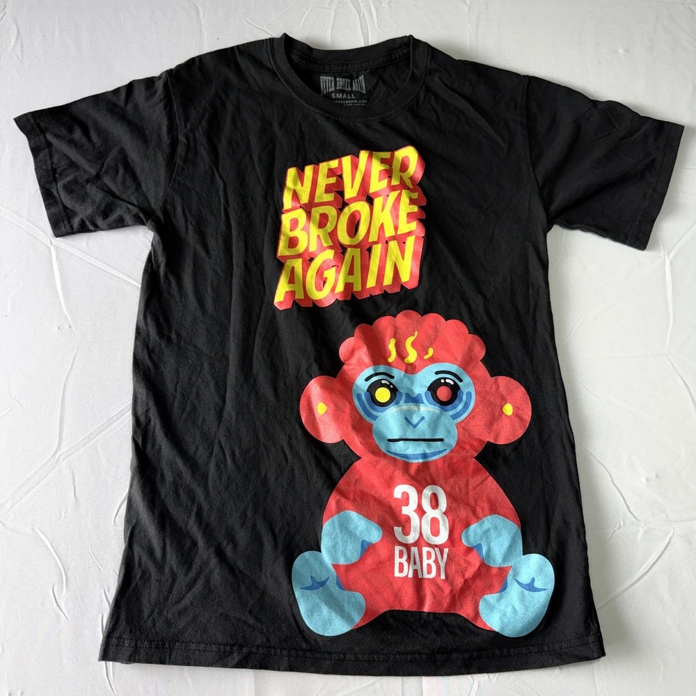 Never Broke Again NBA T-Shirt Mens S Black Graphic Monkey 38 Baby Tee